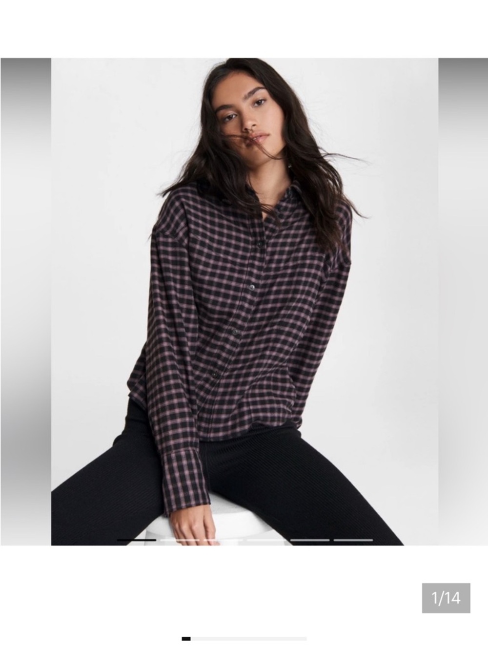 rag & bone Iris Pink and Black Plaid Button Shirt